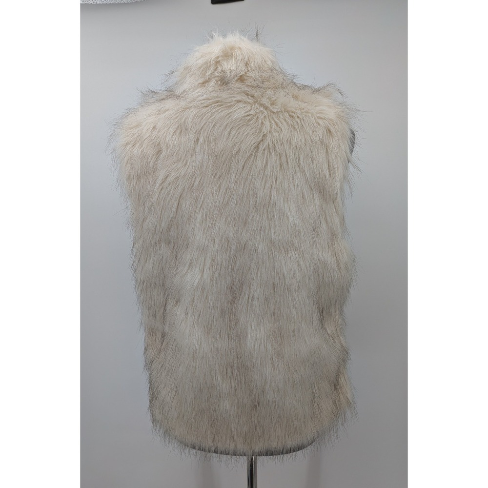 Boho Glam Western Festival CiSono Polar White Gray FauxFur XL Long Vest Pockets - Picture 3 of 11